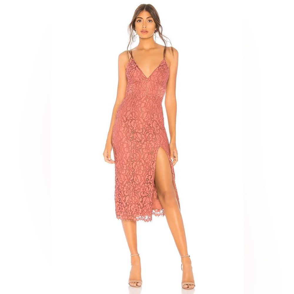 Lovers + Friends Saba Midi Dress in Mauve from Revolve size medium
